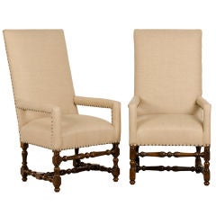 A pair of Henri II style walnut armchairs from France c.1865