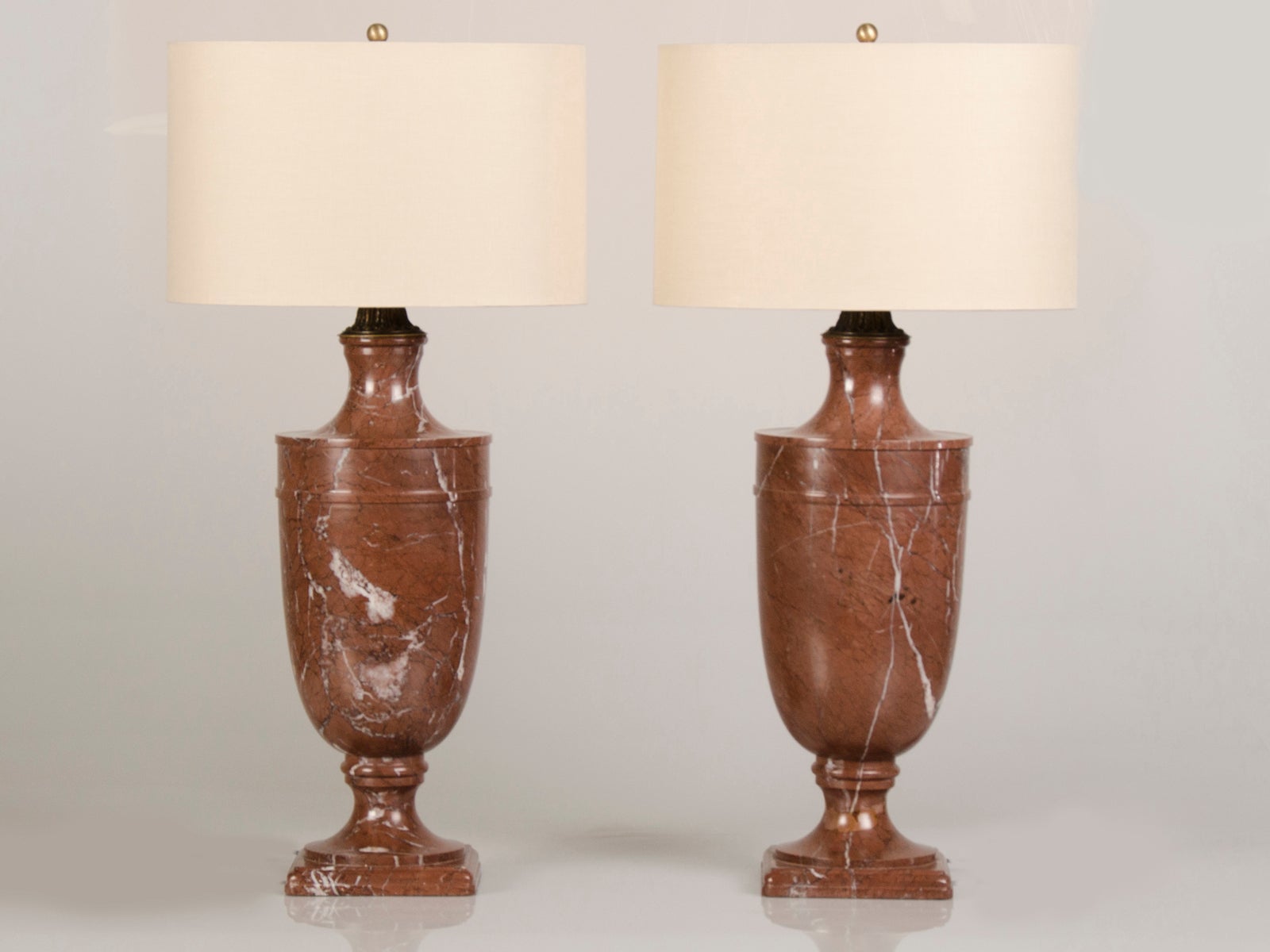 Pair of Antique Italian Neoclassical Marble Urn Lamps, circa 1890 For Sale
