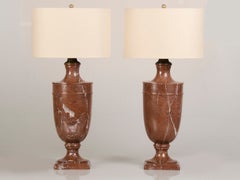 Pair of Antique Italian Neoclassical Marble Urn Lamps, circa 1890