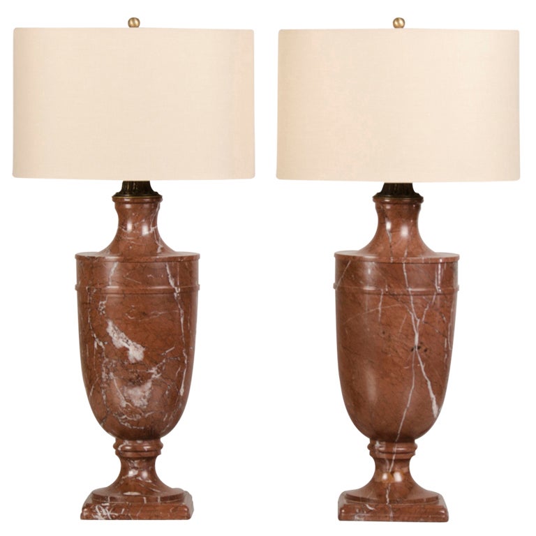 Pair Of Antique Italian Neoclassical Marble Urn Lamps Circa 1890 Pair Of Antique Italian Neoclassical Marble Urn Lamps Circa 1890 For