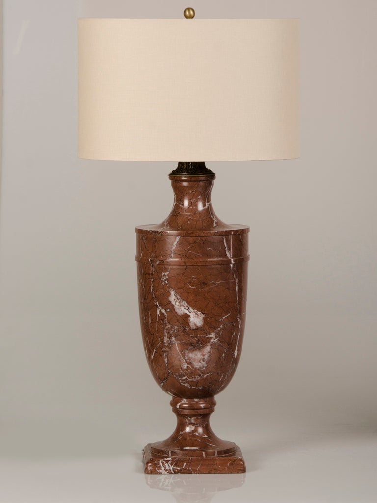 Pair of Antique Italian Neoclassical Marble Urn Lamps, circa 1890