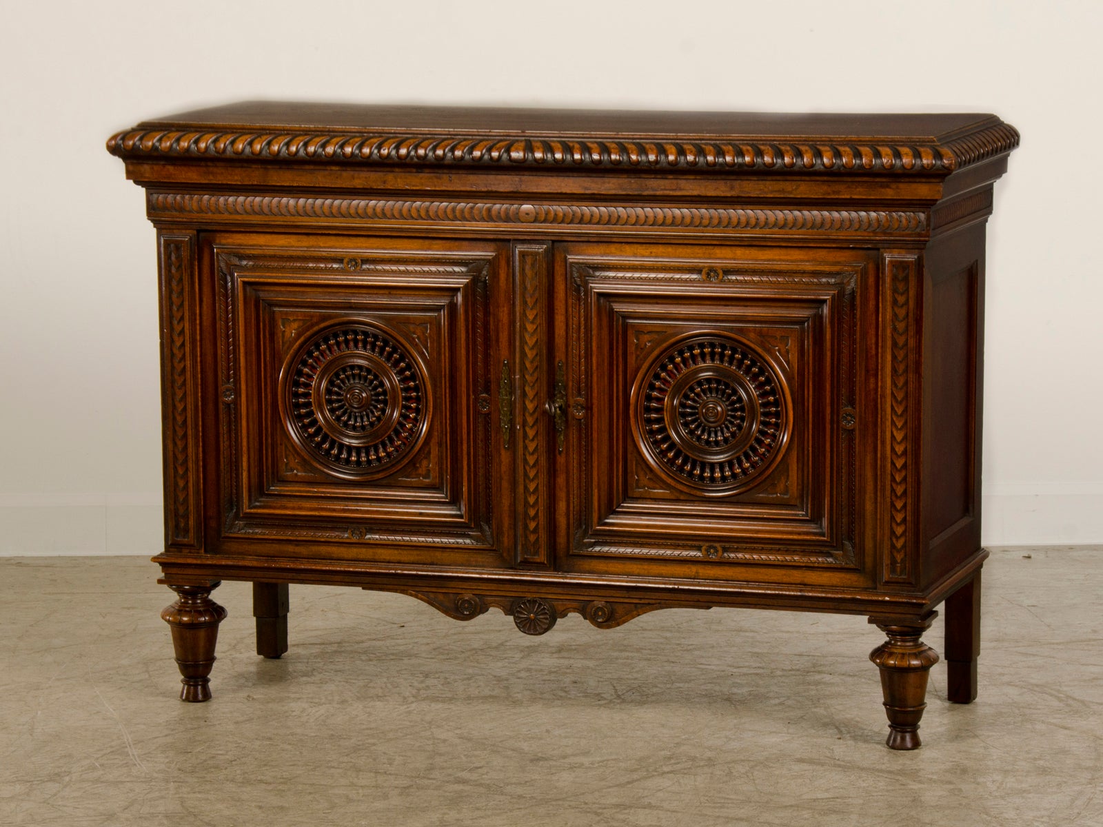 Breton Carved Mahogany Buffet/Bas d'Armoire from Nantes, France c.1895
