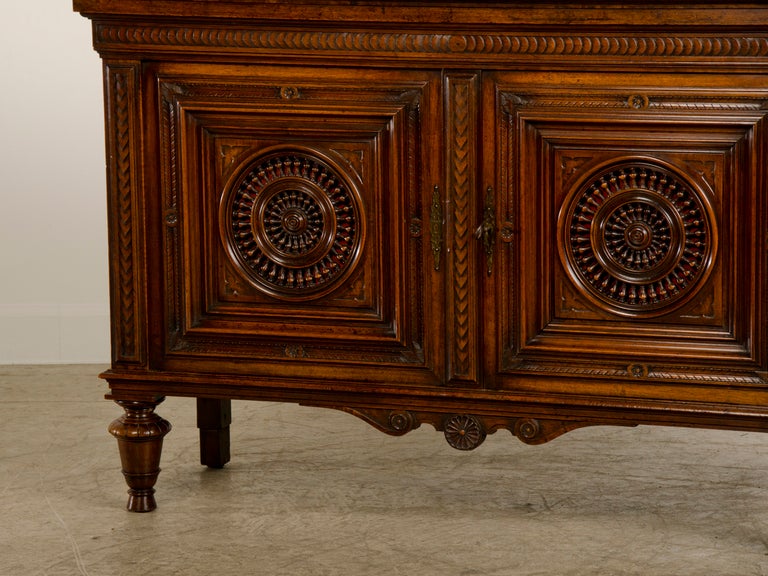 19th Century Breton Carved Mahogany Buffet/Bas d'Armoire from Nantes, France c.1895