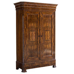 Louis Philippe Figured Walnut Armoire, France circa 1860