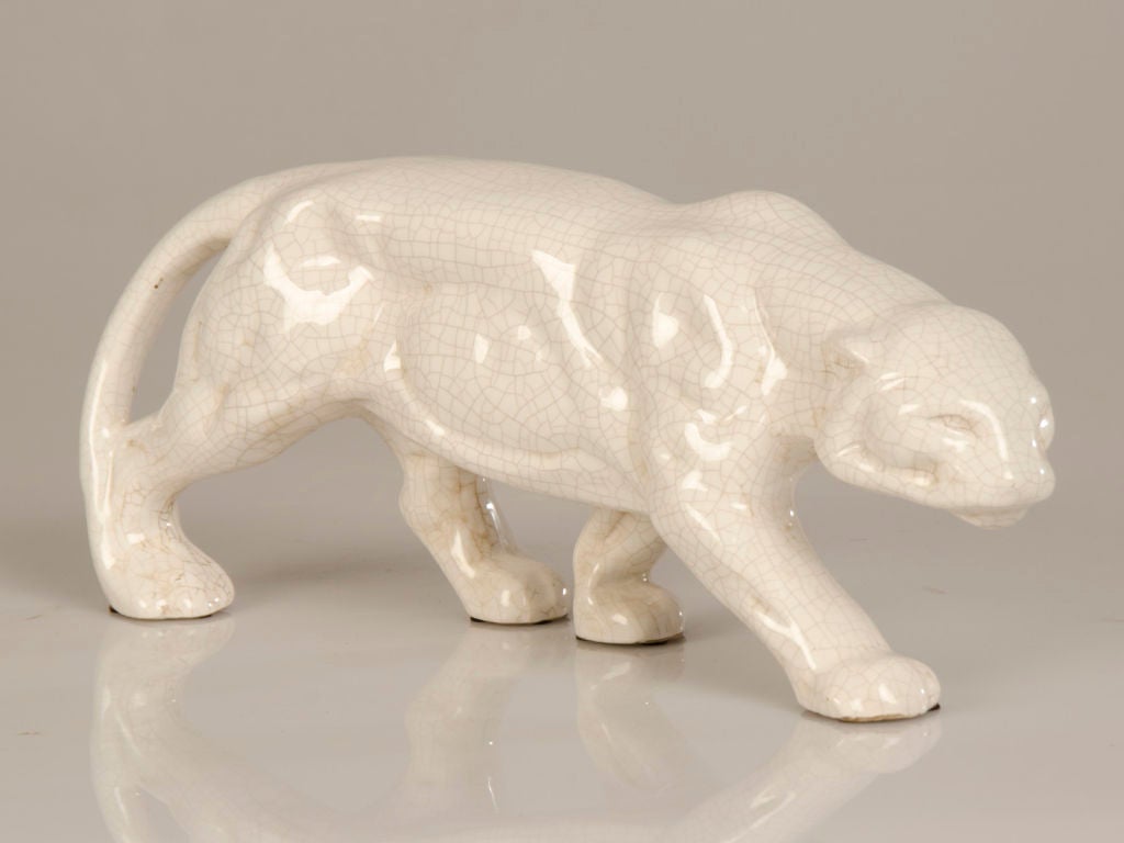 Art Deco Style Leopard of Glazed Earthenware found in France.