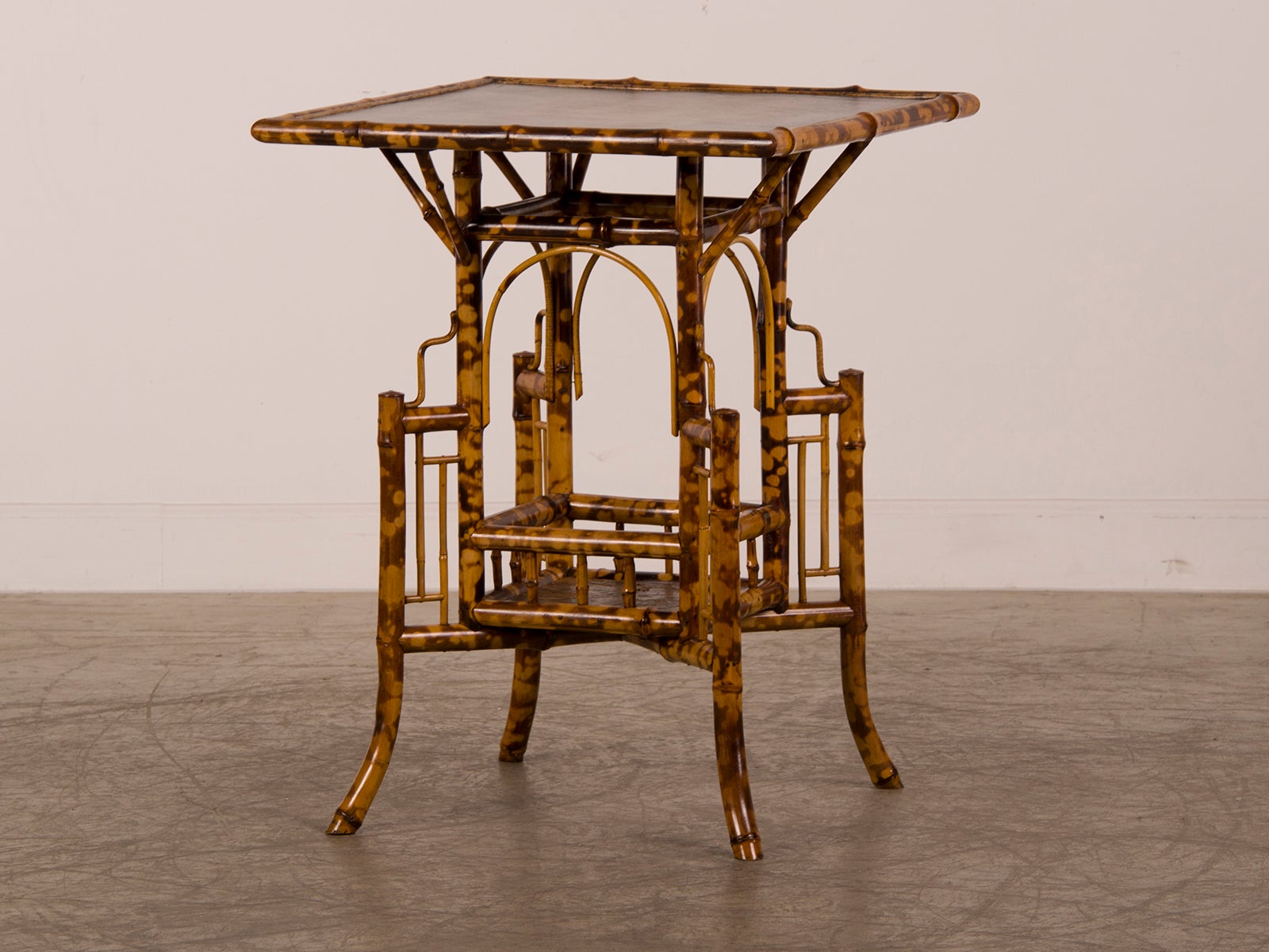 A Fantastic Scorched Bamboo Table From France C.1890