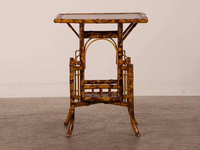 French A Fantastic Scorched Bamboo Table From France C.1890