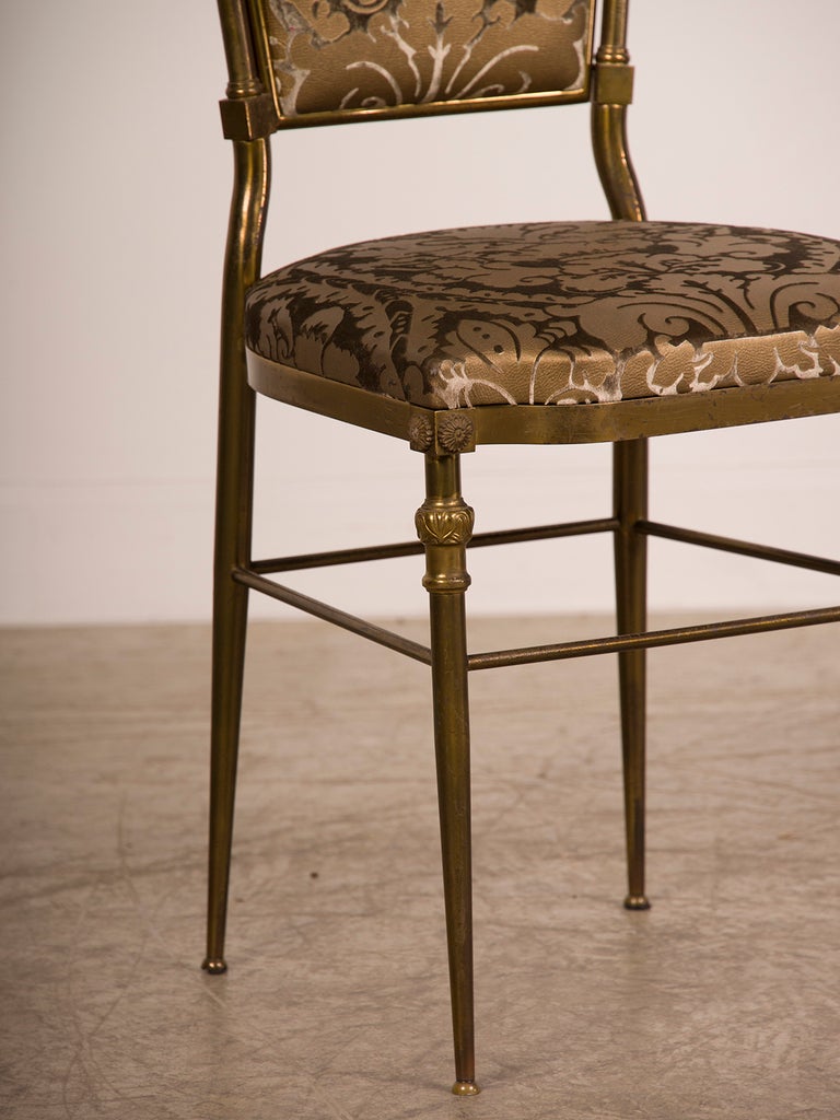 Mid-20th Century Pair of Vintage Italian Neoclassical Brass Side Chairs circa 1940