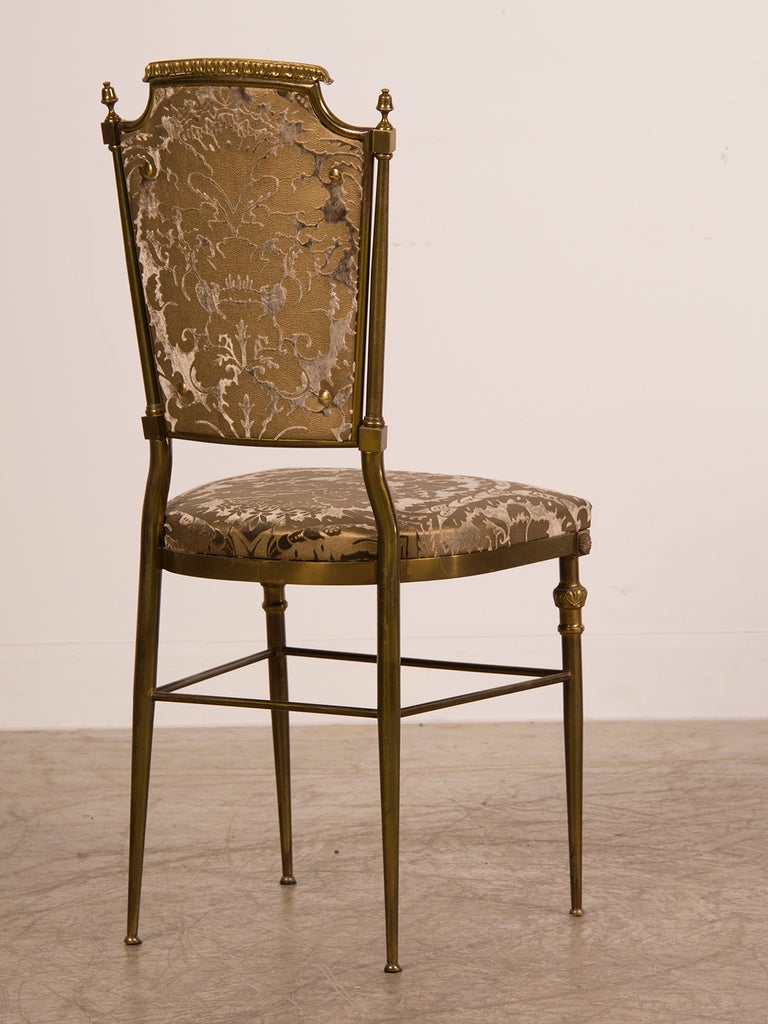 Pair of Vintage Italian Neoclassical Brass Side Chairs circa 1940 2