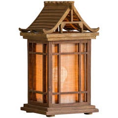 Vintage Wooden House, Japan circa 1930, Fitted as a Lamp