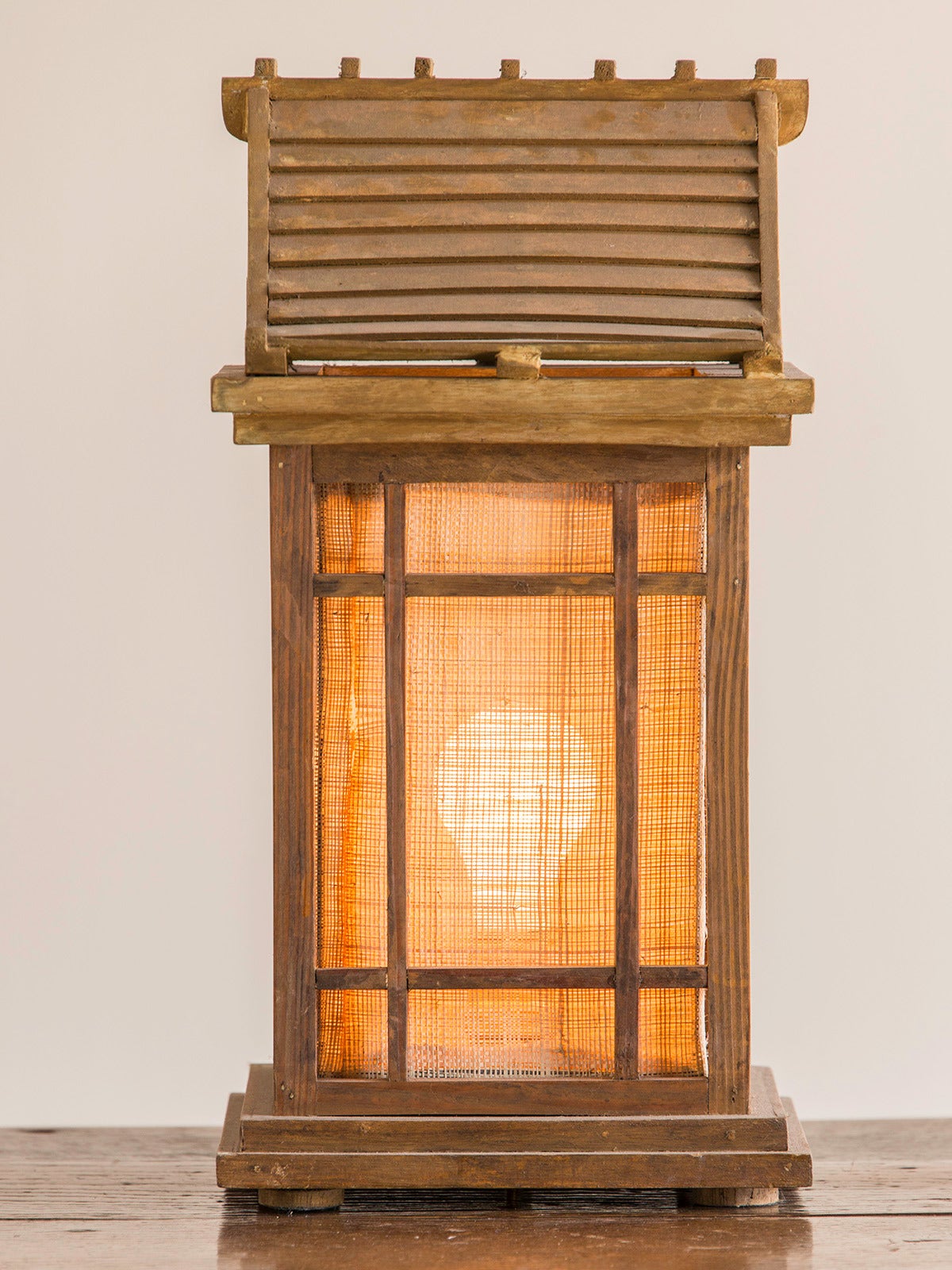 Mid-20th Century Vintage Wooden House, Japan circa 1930, Fitted as a Lamp