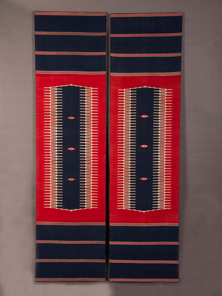 Receive our new selections direct from 1stdibs by email each week. Please click “Follow Dealer” button below and see them first!

A pair of sensational woven vintage French textiles from the Art Deco period, circa 1930 each on a custom mount