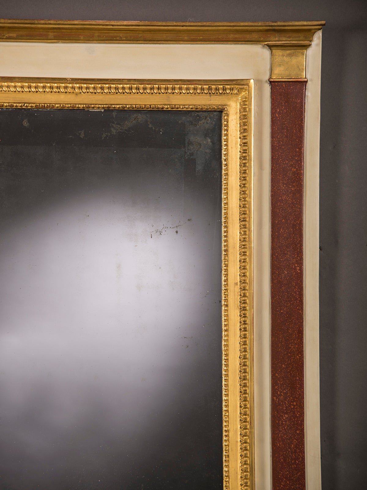 Early 19th Century Antique French Directoire Period Painted Gold Mirror, circa 1800 (32