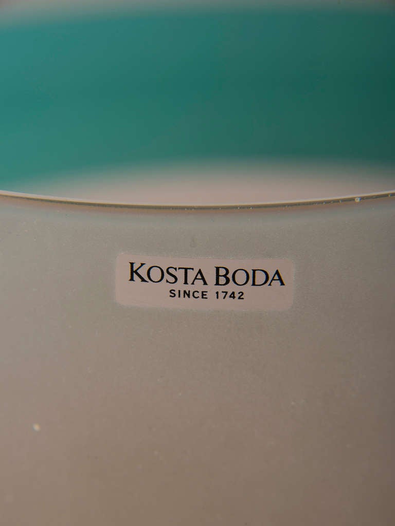 Modern Swedish Kosta Boda Striped Glass Vessel, Signed Monika Backstrom (designer) 1970 For Sale