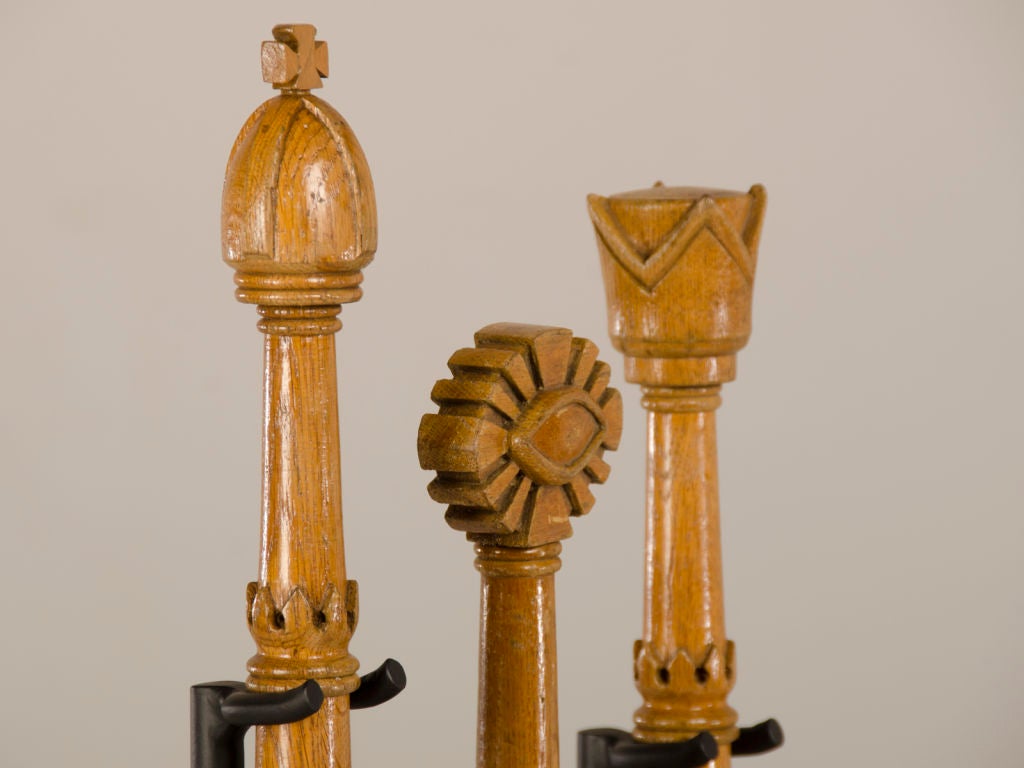 A set of three carved wooden batons from France c.1900 In Excellent Condition In Houston, TX