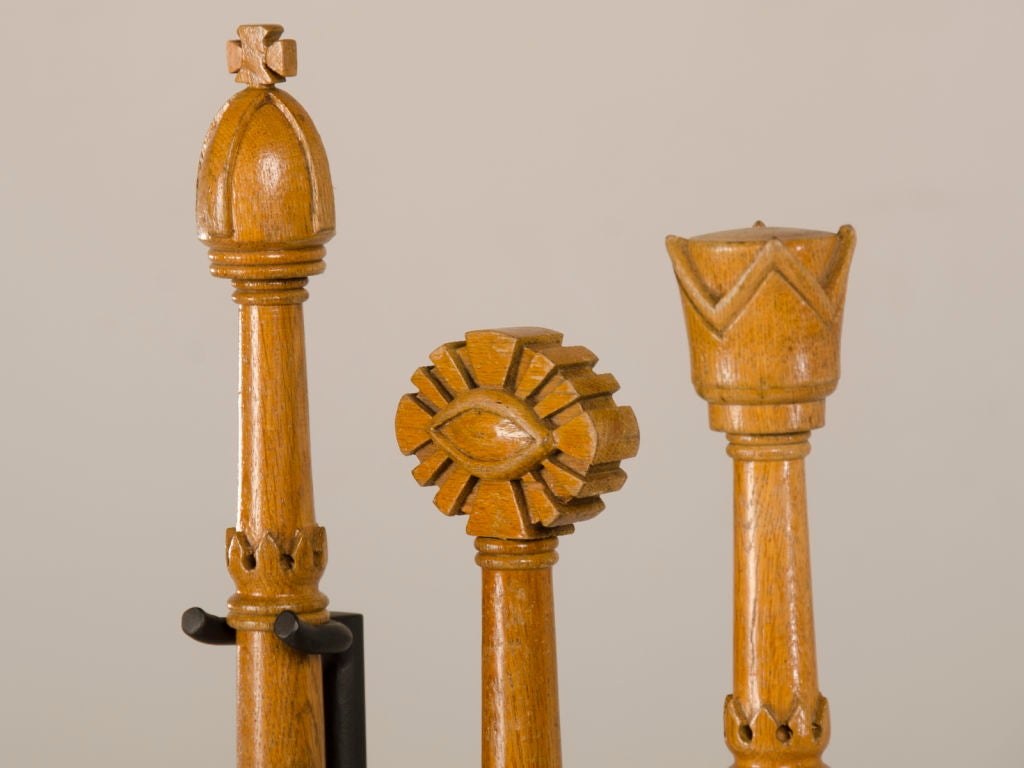 Wood A set of three carved wooden batons from France c.1900