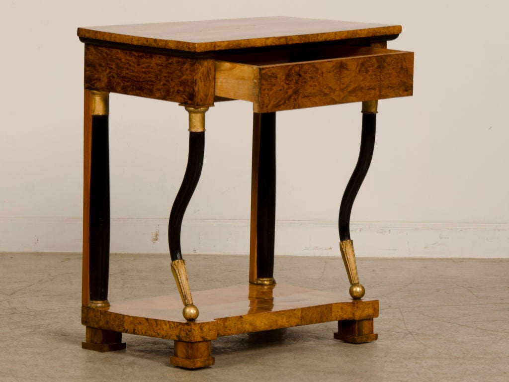 A stunning Biedermeier period console table from Berlin, Germany c.1820. Please take a moment to look at all of the accompanying photographs we have provided that show the exceptional workmanship utilized to create this singular piece of furniture.