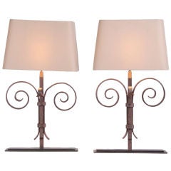 Used A pair of iron architectural fragment lamps from France c.1885