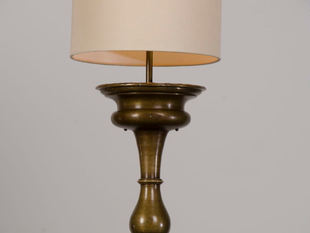 A pair of striking solid bronze candle stands from Italy c.1880 In Excellent Condition In Houston, TX