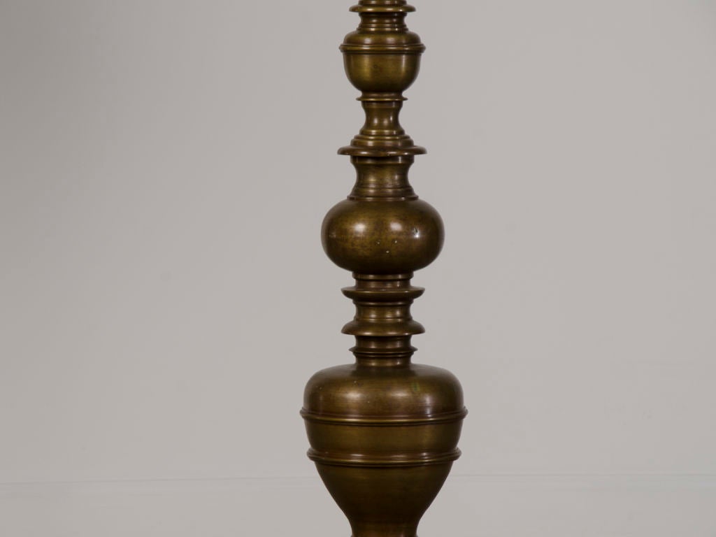 19th Century A pair of striking solid bronze candle stands from Italy c.1880