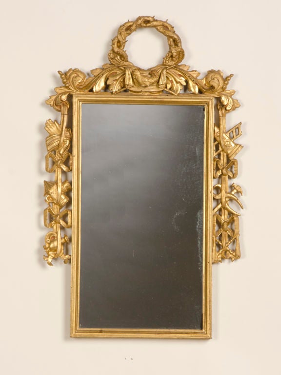 Masonic Motif Gold Leaf Framed Mirror, France c.1820