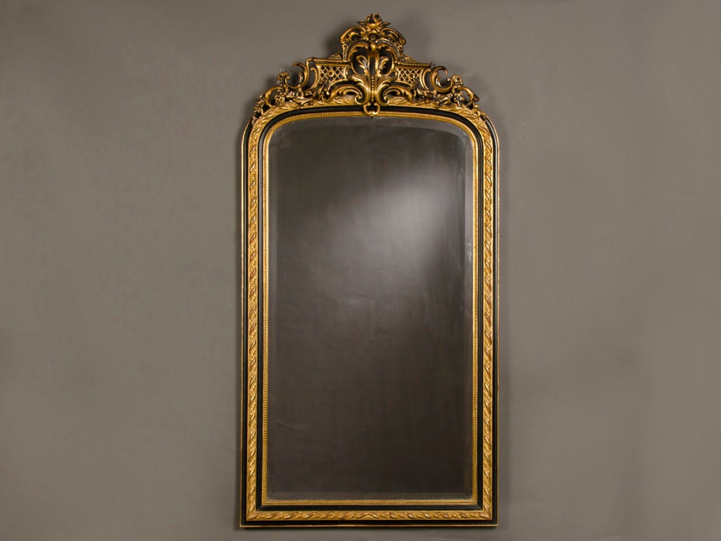 A Napoleon III period black and gold mirror from France c.1870