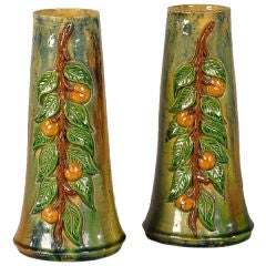 A pair of Belle Epoque period glazed vases from France c.1890