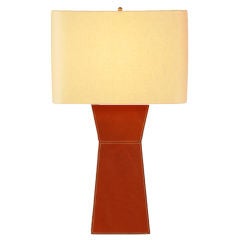 A stylish contemporary lamp from Italy made of stitched leather.