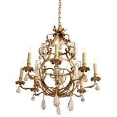 An elegant Louis XV style rock crystal chandelier from France