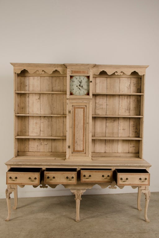 A Queen Anne style bleached oak welsh dresser from Great Britain 2
