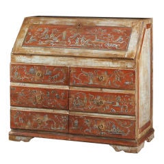 An unusual painted slant front secretary from Austria c. 1820