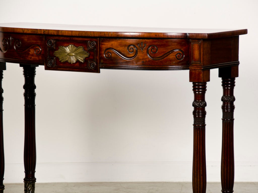 Regency Period Mahogany Console Table and Brass Mounts, England c.1830 In Excellent Condition In Houston, TX