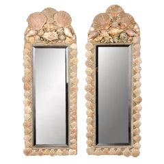 A pair of tall and slender sea shell mirrors from France c.1875