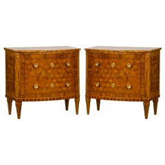 Vintage A pair of Neoclassical bow front chests from Italy c.1910