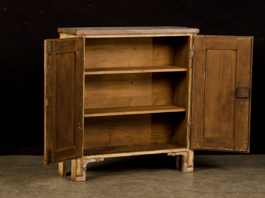 A shallow two door low painted cabinet from Germany c.1825 In Excellent Condition In Houston, TX