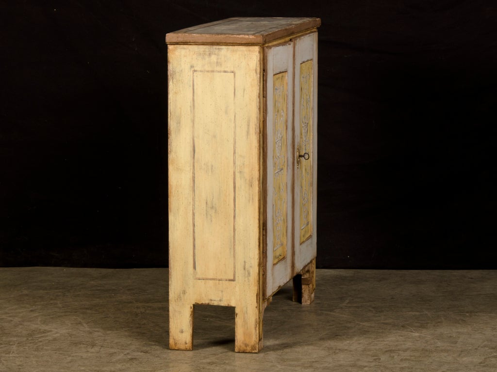 19th Century A shallow two door low painted cabinet from Germany c.1825