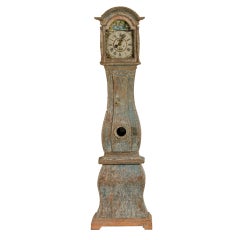 Antique A hand carved painted long case clock from Scandinavia c.1790