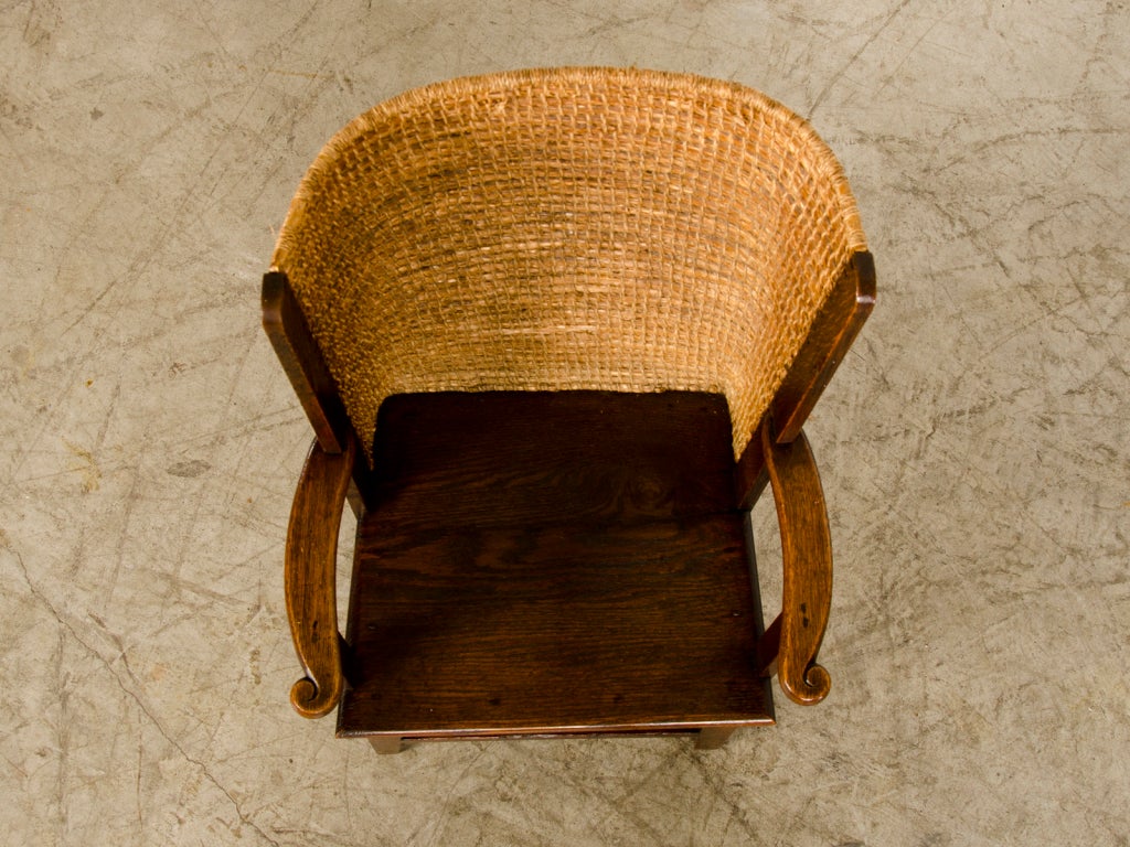 Antique Scottish Orkney Islands Child's Small Chair of Woven Rush circa 1920 For Sale 3