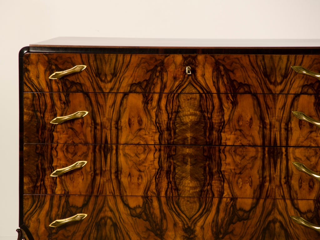 Mid-20th Century An exceptional Art Moderne walnut chest from Italy c.1940
