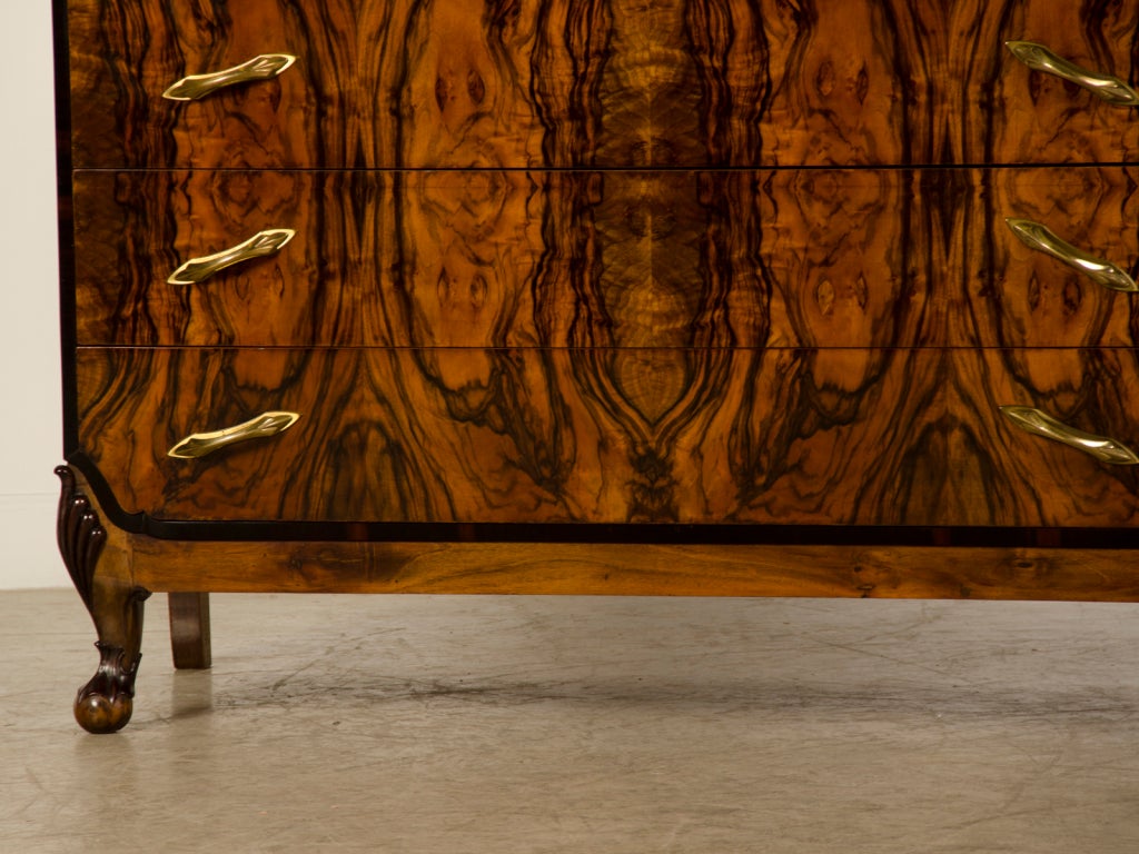 Walnut An exceptional Art Moderne walnut chest from Italy c.1940