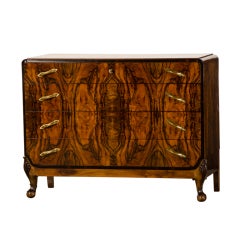 Vintage An exceptional Art Moderne walnut chest from Italy c.1940