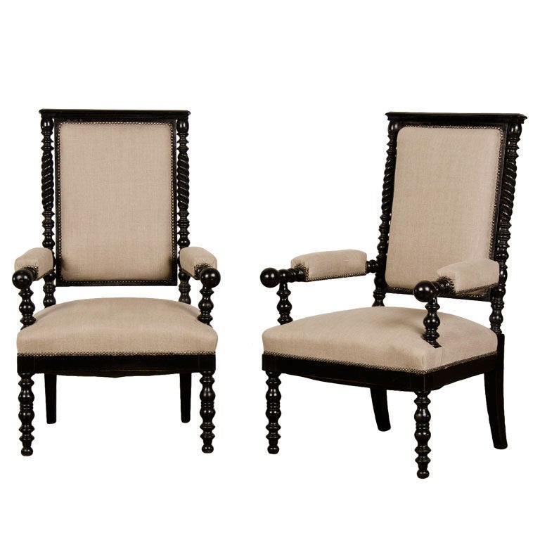 A pair of Napoleon III period armchairs from France c.1870