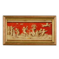 Neoclassical Hand Painted Wall Paper from Italy c.1790 in a Custom Frame