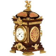 Vintage A Louis XVI Style Bronze and Mahogany Clock from France c.1870