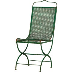Vibrant Green Iron Garden Chair from France c.1890