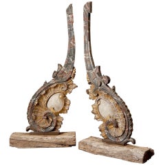 Pair of Baroque Period Italian Hand-Painted Architectural Fragments, circa 1750 1