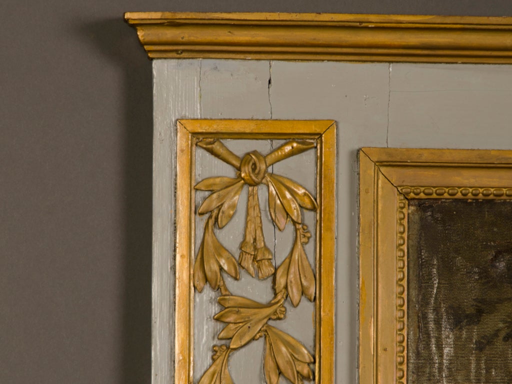 Canvas Louis XVI Period Antique French Trumeau Mirror, circa 1790