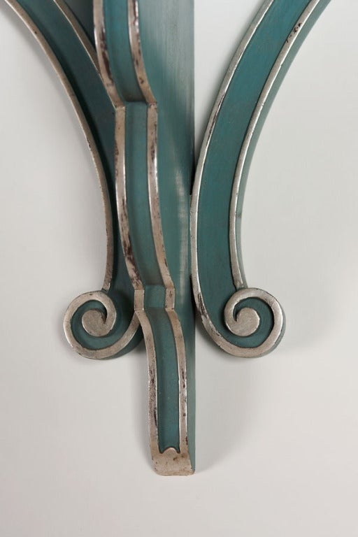 Wood Pair of Arts and Crafts Period Painted Antique English Wall Brackets, circa 1890