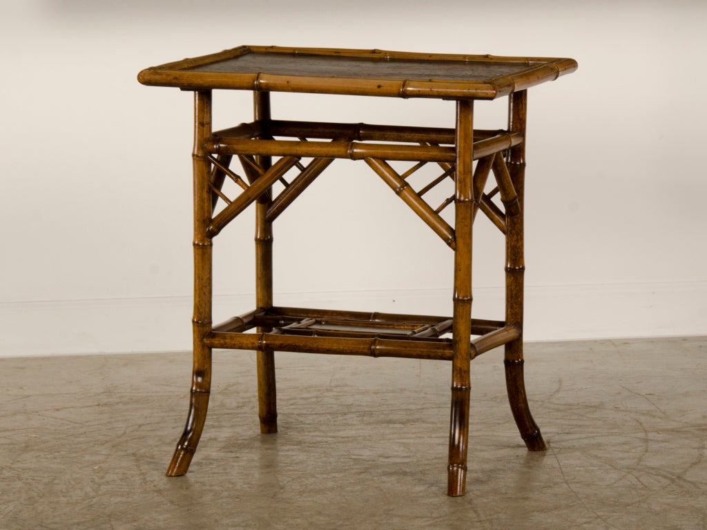 A charming scorched bamboo table from France c.1895
