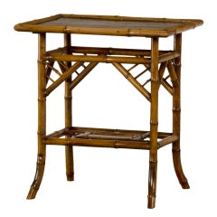 Antique A charming scorched bamboo table from France c.1895